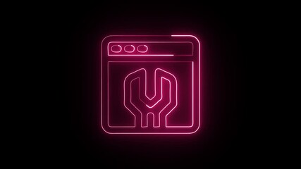 Maintenance Settings Animation with Glowing Lines on Black Background