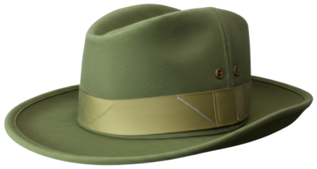 Olive green hat with ribbon on white background, transparent background png
