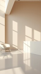 Pristine Minimalist Waiting Area with Dramatic Sunbeams