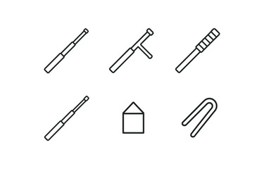 Naklejka premium Minimalist icon set: batons, arrow, house, paperclip symbols