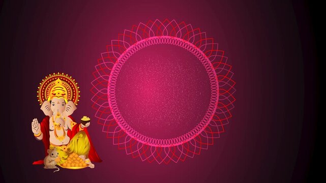 Lord Ganesha Motion Graphic with Modak and Glowing Festival Frame