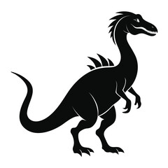 Obraz premium a dinosaur in side profile, featuring a strong tail, curved back, and powerful legs, minimalist vector illustration isolated on white background,