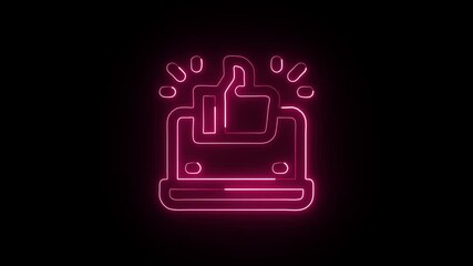Like Approval Animation with Glowing Lines on Black Background