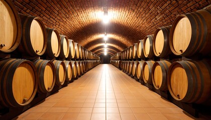 Wine cellar, barrels, brick