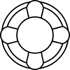 Simple line icon of a red safety lifebuoy symbolizing maritime rescue isolated on transparent background