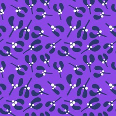 Winter seamless pattern with mistletoe for Christmas gifts and fabrics and textiles and linens