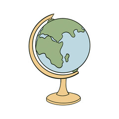 Illustration with a globe on white