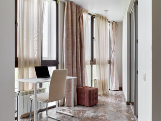 interior design. interior photography of an apartment for rent. One-room apartment with a simple and cozy design. High quality photo