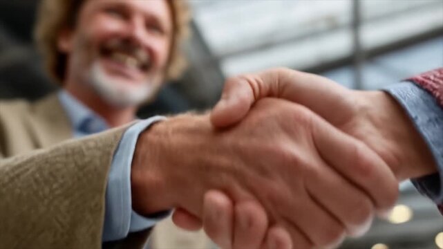 Successful business deal handshake partnership affirmed