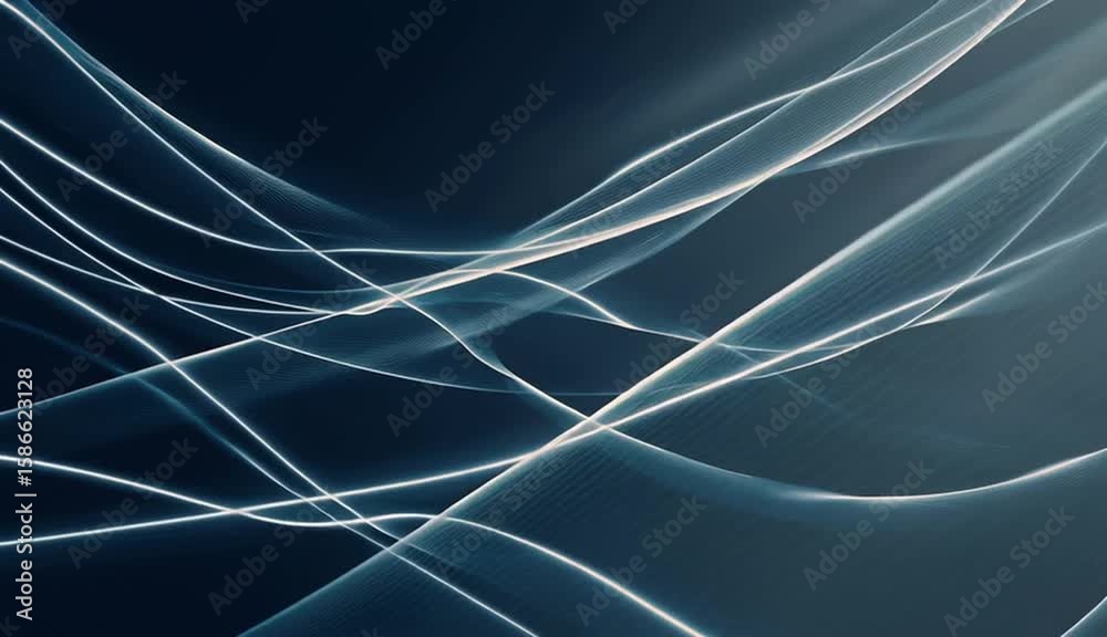 Poster dark blue background with light lines and streaks of white, creating an abstract pattern generative 