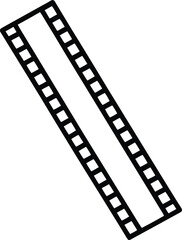 Simple line art icon of a vertical film strip with perforations isolated on transparent background