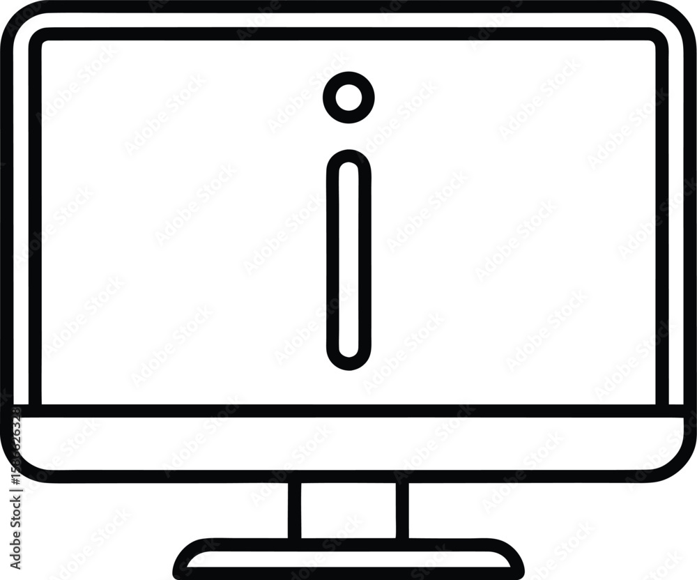 Poster Outline icon of a computer screen displaying information isolated on transparent background
