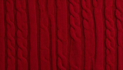 Close-up of a deep crimson cable knit fabric