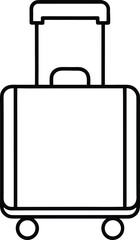 Outline icon of a rolling travel suitcase with handle isolated on transparent background