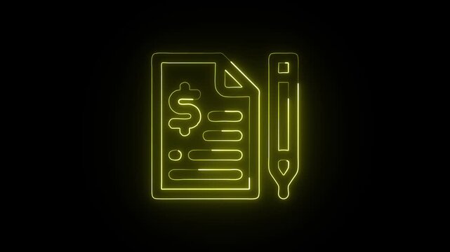 Invoice & Billing Animation with Glowing Lines on Black Background
