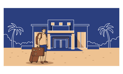 Hotel Front and Guest Vector