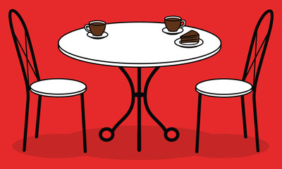 Coffee and Snacks Vector – Red Background