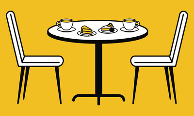  Cafe Table With Breakfast Items – Yellow Theme