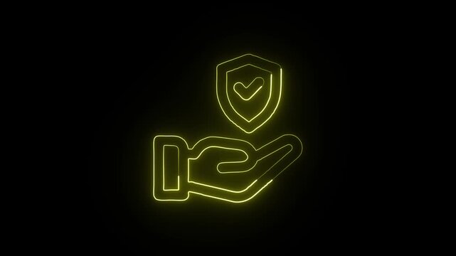 Insurance Protection Animation with Glowing Lines on Black Background