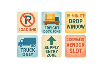 Loading and dock zone signs for trucks and freight management