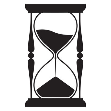 recommend clip art: Classic hourglass silhouette with sand flowing from top to bottom against a white background representing the passage of time