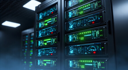 Obraz premium High-Tech Data Center Servers: Modern Infrastructure and Technology