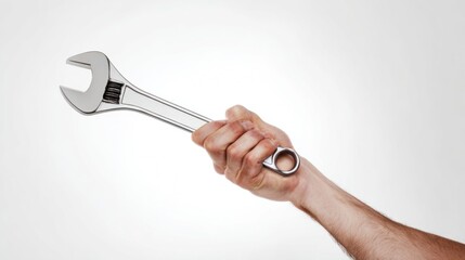 Wrenche in hand white background, concept for labor day in may. labor day banners. Ultra realistic. Photorealistic