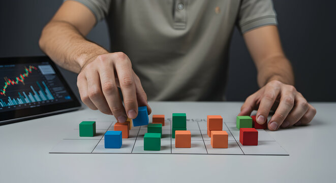 Strategic Planning and Financial Analysis with Colorful Blocks