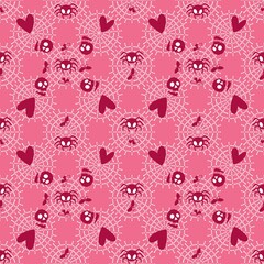 Cartoon monsters seamless Halloween spider pattern for wallpaper and fabrics and textiles and packaging and linens
