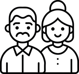 Black and White Line Drawing of Uncle and Aunt Portrait