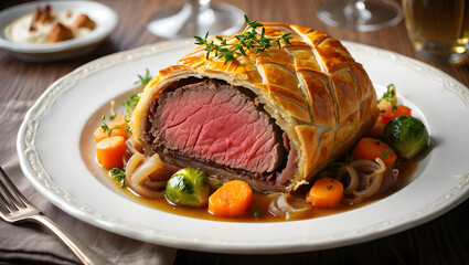 Beef Wellington with Roasted Vegetables: Gourmet Festive Dinner, Elegant Presentation