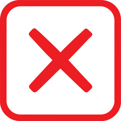 Simple hand drawn red x mark for marking or indicating errors isolated on transparent background