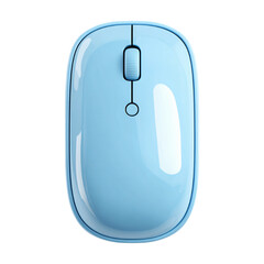 3D icon of a blue computer mouse isolated on a transparent background, 3D icon sticker