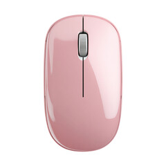 3D icon of a pink computer mouse isolated on a transparent background, 3d rendering of wireless computer mouse, 3D icon sticker