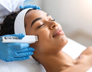 Fototapeta premium Woman receiving facial treatment