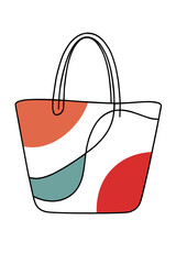 Line art style vector of beach tote bag. Vacations and holisays, weekend escape. Comfortable size for summer belongings carrying