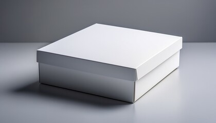 a minimalist white box mockup with a separate lid shown on a gray background ideal for showcasing branding and packaging designs