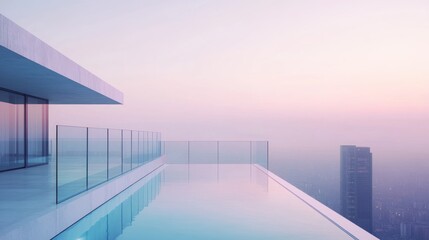 Fototapeta premium Rooftop infinity pool overlooking a city