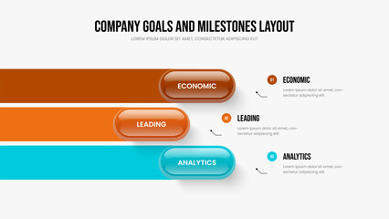 Market Introduction Slide Design Vector Illustration. Modern Insight Three Element Infographic Slideshow Template. Marketing Planning 3 Step Diagram Frame Layout.