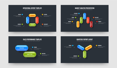 Modern Performance Four Five Two Three Step Diagram Frame Layout Vector Illustration Collection. Product Development 4 5 2 3 Option Infographic Slide Design Bundle.