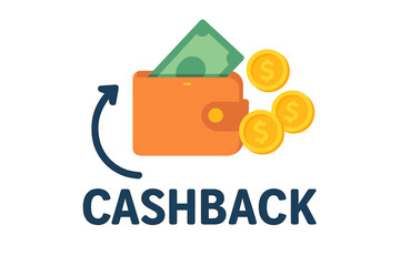 Cashback Service, Money Saving Concept, Wallet with Coins and Dollar Bill, Economy Refund Icon, Online Cashback Program, Shopping Rewards, Financial Savings, Cash Return Finance Vector