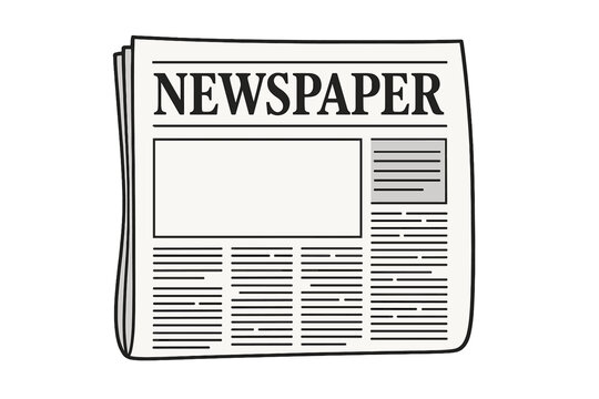 Realistic Black and White Newspaper Vector Mockup with Copy Space, Editable Headline, Minimalist Press Layout, Blank Template for Article and Ad Design