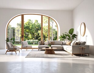 Modern living room with garden view