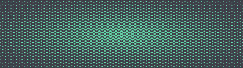 Modern boho scale halftone pattern radial elliptical texture ultra wide 32:9 aspect ratio mint green vector abstract background. Scales half tone panoramic format fancy styled graphic abstraction