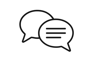 Speech bubble line icon, dialogue message symbol, chat conversation icon, minimalist black outline, vector illustration for communication, messaging, online chat, customer support concept
