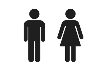 Male and Female User Avatar Icons. Man and Woman Gender Symbol. Gentleman and Lady Toilet Restroom Sign Set. Simple Human Pictogram Vector Isolated on White Background