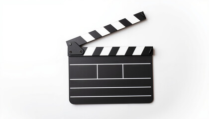 Film clapperboard on white background ready for movie production  