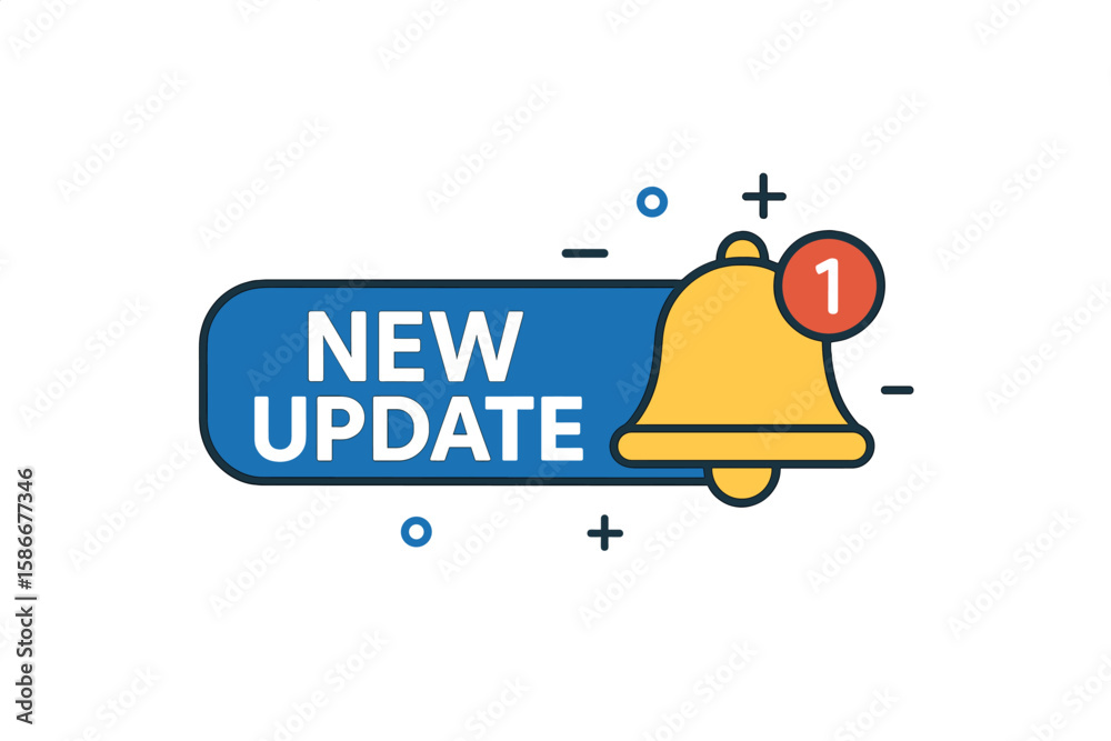  modern notification bell update banner. software update alert icon. new system upgrade notification.
