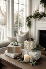 capture minimalist atmosphere celebrating christmas in elegant and simple manner