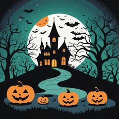 halloween background with haunted house